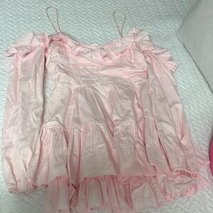LoveShackFancy Light Pink ruffle mini dress